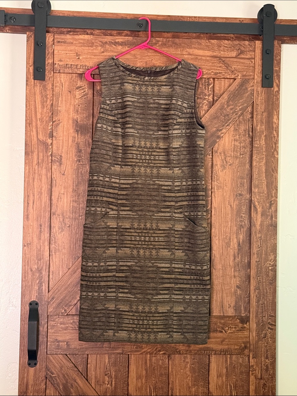 Pendleton Olive Brown Patterned Sleeveless Midi Dress